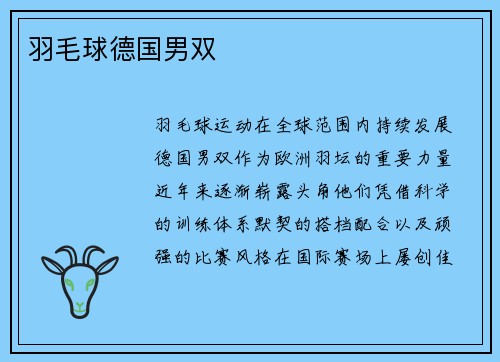 羽毛球德国男双